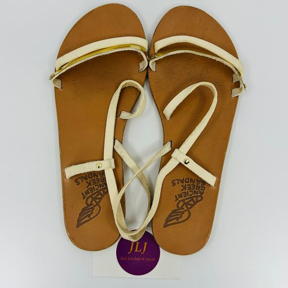 Ancient Greek Sandals Women's Goudi Sandals Off White/Gold Size 39 EU/ 9 US - Picture 10 of 15